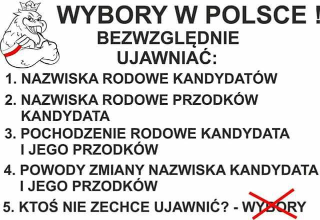 Mem wzywający, by kandydaci na posłów musieli ujawniać swoje nazwiska rodowe oraz nazwiska jego przodków